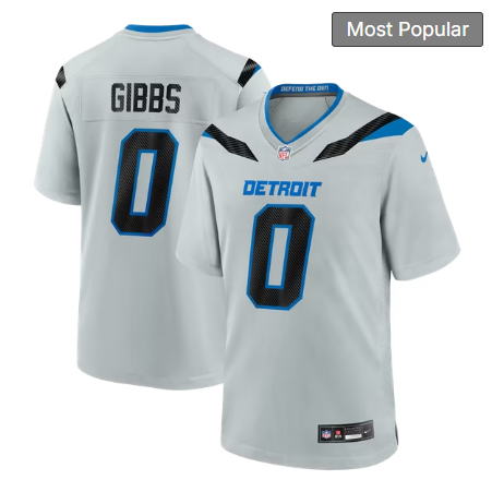 Men's Detroit Lions #0 Jahmyr Gibbs 2026 Rivalries Collection Game Jersey - Silver