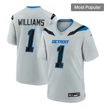 Men's Detroit Lions #1 Jameson Williams 2026 Rivalries Collection Game Jersey - Silver