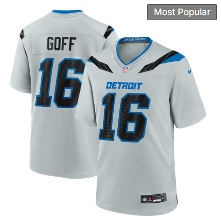 Men's Detroit Lions #16 Jared Goff 2026 Rivalries Collection Game Jersey - Silver
