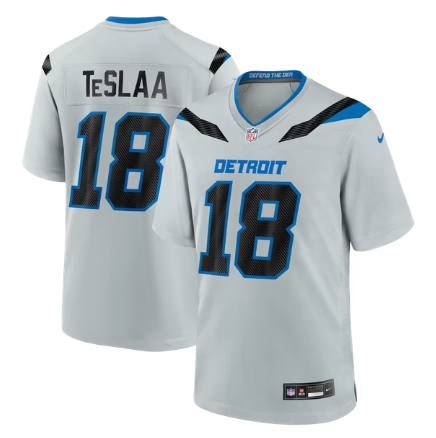 Men's Detroit Lions #18 Isaac TeSlaa 2026 Rivalries Collection Game Jersey - Silver