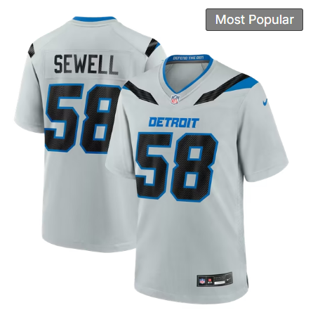 Men's Detroit Lions #58 Penei Sewell 2026 Rivalries Collection Game Jersey - Silver
