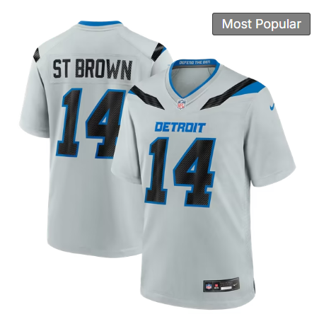 Men's Detroit Lions #14 Amon-Ra St. Brown 2026 Rivalries Collection Game Jersey - Silver