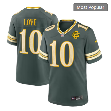 Men's Green Bay Packers #10 Jordan Love 2026 Rivalries Collection Game Jersey - Green