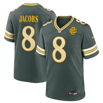 Men's Green Bay Packers #8 Josh Jacobs 2026 Rivalries Collection Game Jersey - Green.