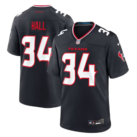 Men's Houston Texans #34 Bryce Hall Team Game Jersey - Navy