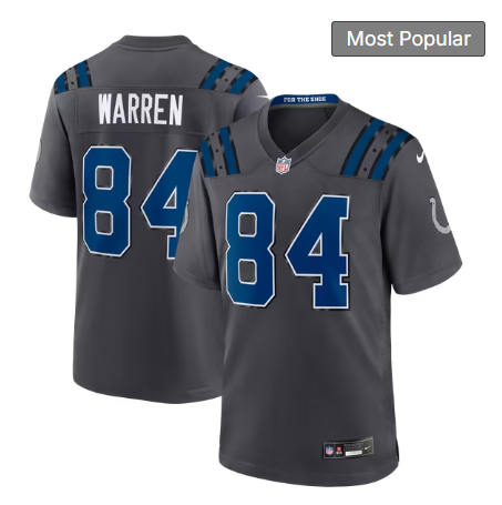 Men's Indianapolis Colts #84 Tyler Warren 2026 Rivalries Collection Game Jersey - Anthracite
