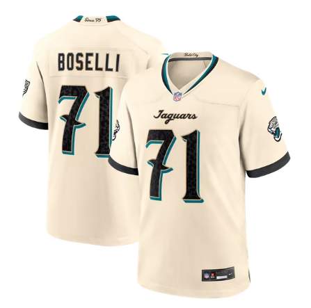 Men's Jacksonville Jaguars #71 Tony Boselli 2026 Rivalries Collection Game Jersey - Natural