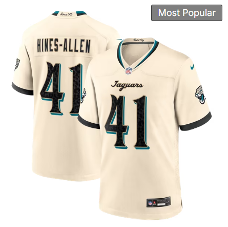 Men's Jacksonville Jaguars #41 Josh Hines-Allen 2026 Rivalries Collection Game Jersey - Natural