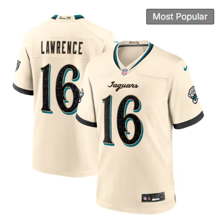 Men's Jacksonville Jaguars #16 Trevor Lawrence 2026 Rivalries Collection Game Jersey - Natural