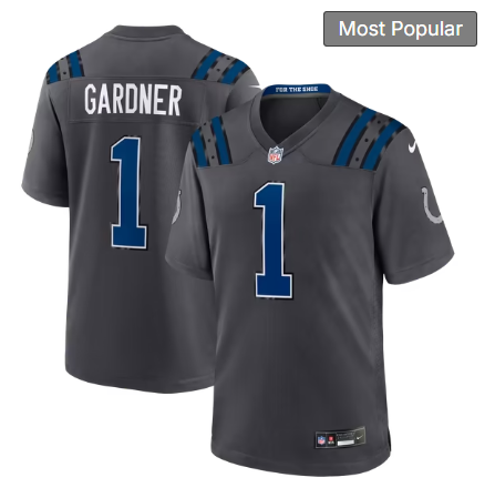 Men's Indianapolis Colts #1 Ahmad Sauce 2026 Rivalries Collection Game Jersey - Anthracite