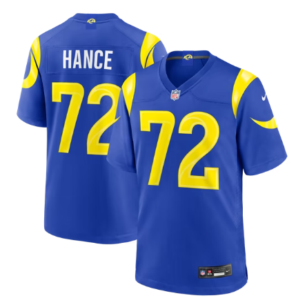 Men's Los Angeles Rams #72 Blake Hance Team Game Jersey - Royal