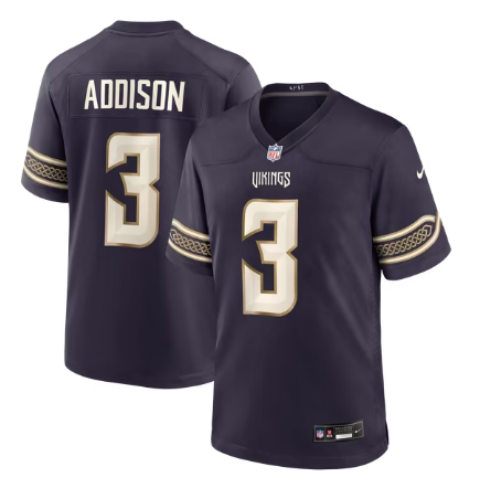 Men's Minnesota Vikings #3 Jordan Addison 2026 Rivalries Collection Game Jersey - Purple