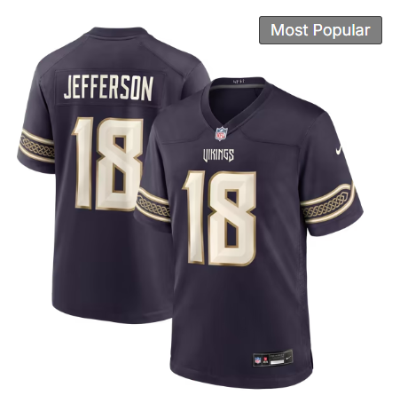 Men's Minnesota Vikings #18 Justin Jefferson 2026 Rivalries Collection Game Jersey - Purple