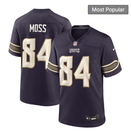 Men's Minnesota Vikings #84 Randy Moss 2026 Rivalries Collection Game Jersey - Purple