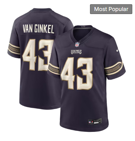 Men's Minnesota Vikings #43 Andrew Van Ginkel 2026 Rivalries Collection Game Jersey - Purple