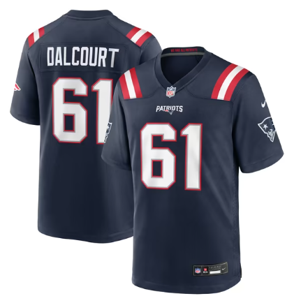 Men's New England Patriots #61 Darrian Dalcourt Team Game Jersey - Navy