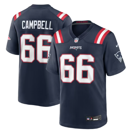 Men's New England Patriots #66 Will Campbell Team Game Jersey - Navy