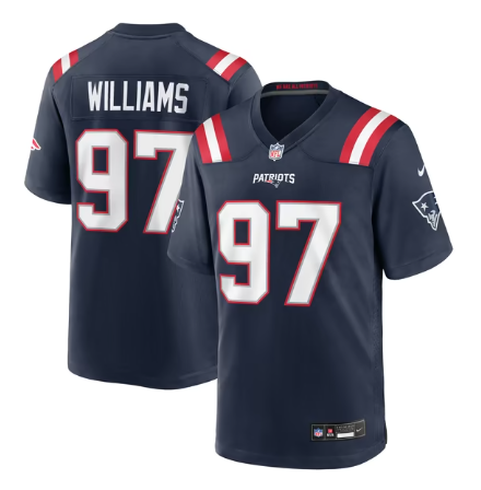 Men's New England Patriots #97 Milton Williams Team Game Jersey - Navy