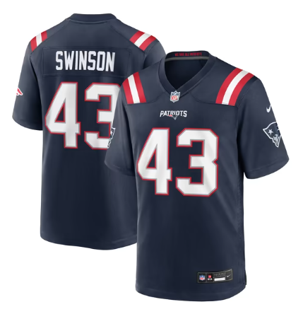 Men's New England Patriots #43 Bradyn Swinson Team Game Jersey - Navy
