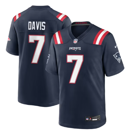 Men's New England Patriots #7 Carlton Davis Team Game Jersey - Navy