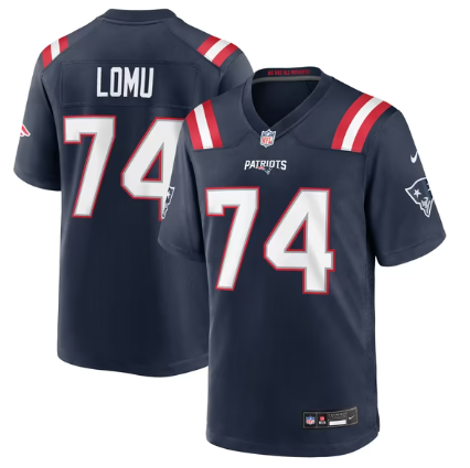 Men's New England Patriots #74 Caleb Lomu Team Game Jersey - Navy