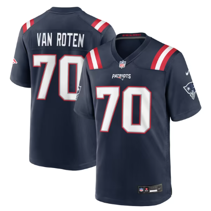 Men's New England Patriots #70 Greg Van Team Game Jersey - Navy
