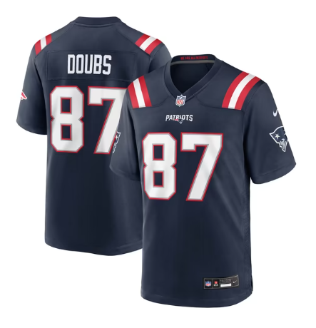 Men's New England Patriots #87 Romeo Doubs Team Game Jersey - Navy