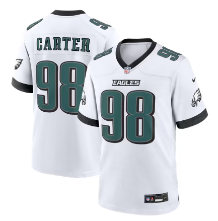 Men's Philadelphia Eagles #98 Jalen Carter Game Jersey - White