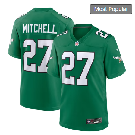 Men's Philadelphia Eagles #27 Quinyon Mitchell Alternate Game Jersey - Kelly Green