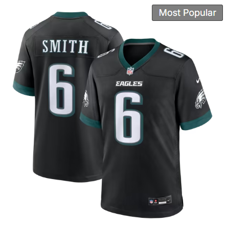 Men's Philadelphia Eagles #6 DeVonta Smith Alternate Game Jersey - Black