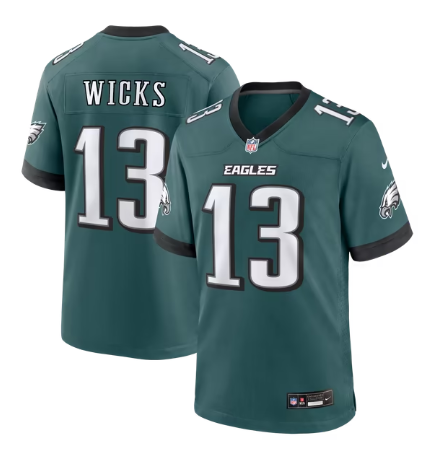 Men's Philadelphia Eagles #13 Dontayvion Wicks Team Game Jersey - Midnight Green