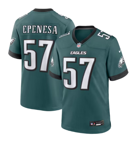 Men's Philadelphia Eagles #57 A.J. Epenesa Team Game Jersey - Midnight Green