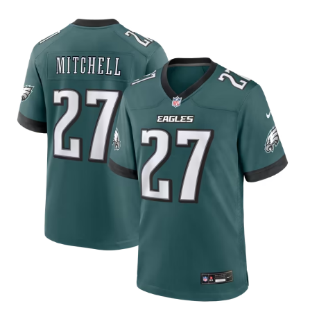 Men's Philadelphia Eagles #27 Quinyon Mitchell Game Jersey - Midnight Green
