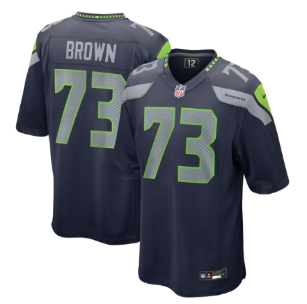 Men's Seattle Seahawks #73 Logan Brown Team Game Jersey - College Navy