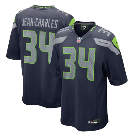 Men's Seattle Seahawks #34 Shemar Jean-Charles Team Game Jersey - College Navy