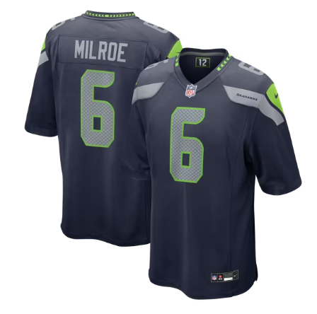 Men's Seattle Seahawks #6 Jalen Milroe Team Game Jersey - College Navy