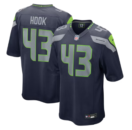 Men's Seattle Seahawks #43 Maxen Hook Team Game Jersey - College Navy