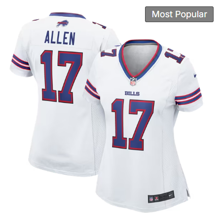 Women's Buffalo Bills #17 Josh Allen White Game Jersey - White