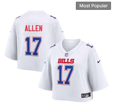 Women's Buffalo Bills #17 Josh Allen White Cropped Fashion Game Stitched Jersey