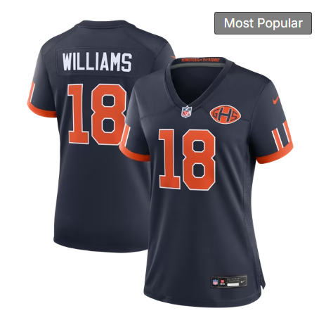 Women's Chicago Bears #18 Caleb Williams 2026 Rivalries Collection Game Jersey - Navy