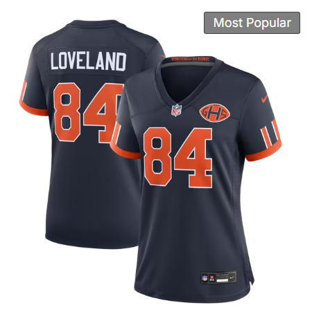 Women's Chicago Bears #84 Colston Loveland 2026 Rivalries Collection Game Jersey - Navy
