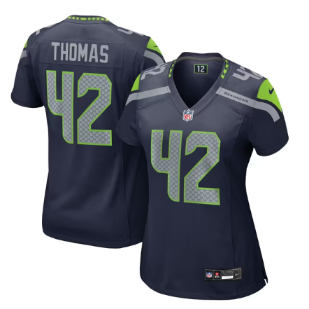 Women's Seattle Seahawks #42 Drake Thomas Team Game Jersey - College Navy
