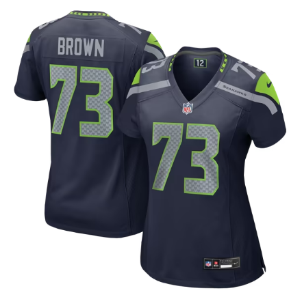 Women's Seattle Seahawks #73 Logan Brown Team Game Jersey - College Navy