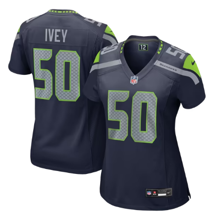 Women's Seattle Seahawks #50 Jared Ivey Team Game Jersey - College Navy