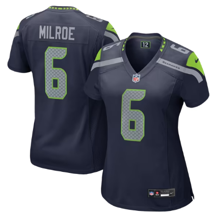 Women's Seattle Seahawks #6 Jalen Milroe Team Game Jersey - College Navy
