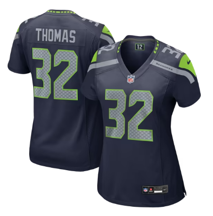 Women's Seattle Seahawks #32 Drake Thomas Team Game Jersey - College Navy