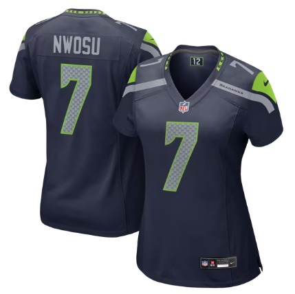 Women's Seattle Seahawks #7 Uchenna Nwosu Team Game Jersey - College Navy