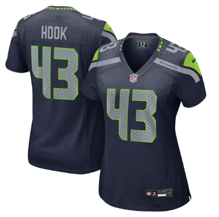 Women's Seattle Seahawks #43 Maxen Hook Team Game Jersey - College Navy