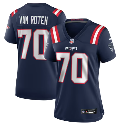 Women's New England Patriots #70 Greg Van Team Game Jersey - Navy
