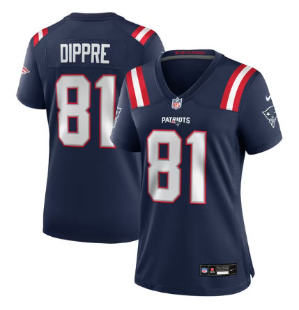 Women's New England Patriots #81 CJ Dippre Team Game Jersey - Navy